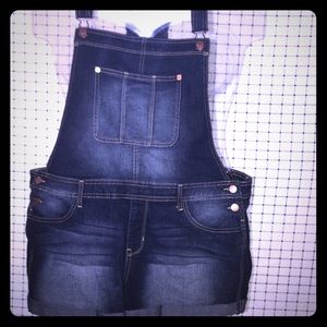 No Boundaries Juniors Jean Shorts Overalls